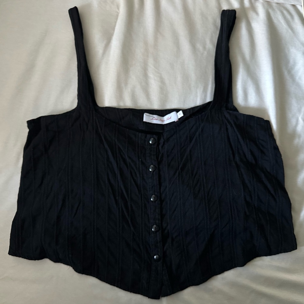 Lisa Says Gah Black Frankie Cotton Top